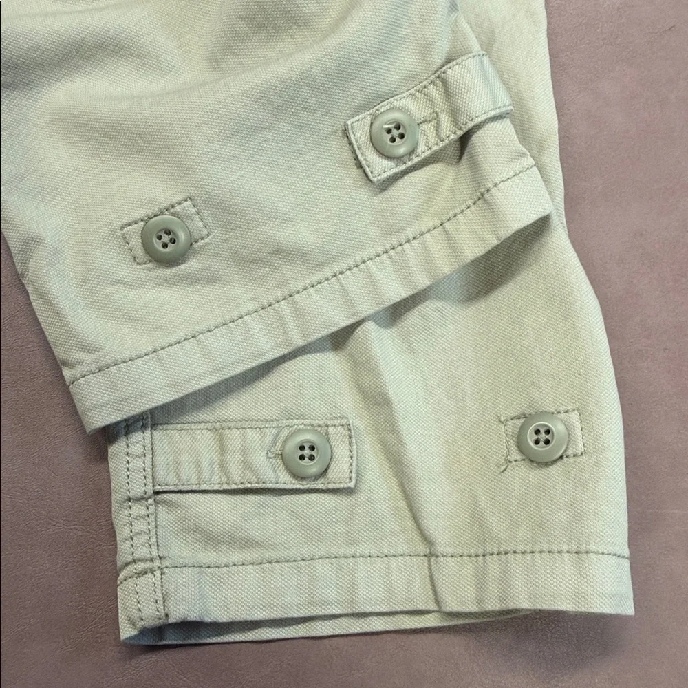Current Elliott Light Green Button Fly Crop Cargo Pants With Button Ankle Tabs